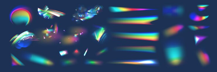 Optische regenbooglichten schittering lek streep overlay iriserende kristal lek schittering reflectie effect