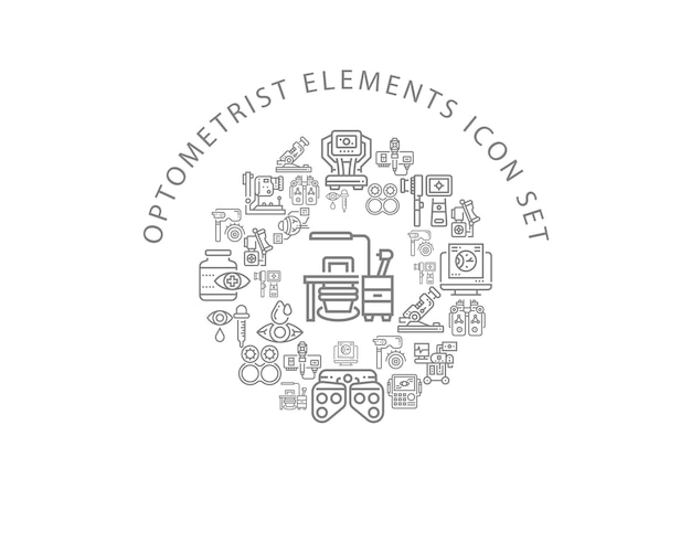 Optometrist elements icon set design