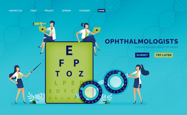 Optometristen gebruiken snellen en proefframes om de bijziendheid van patiënten te meten