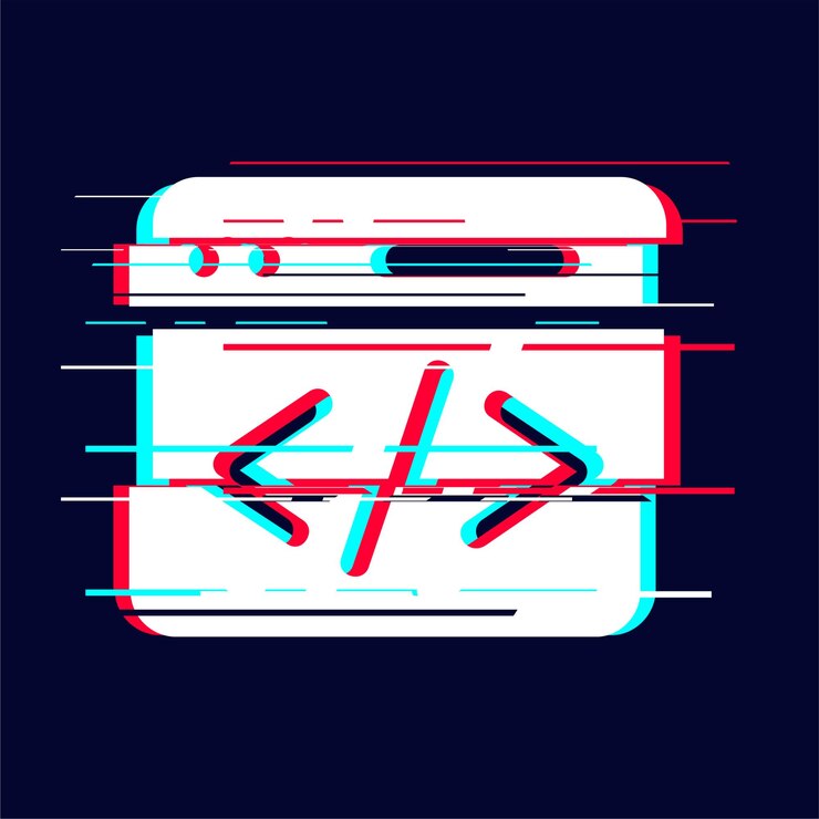 Vector opvallend glitched codering icoon