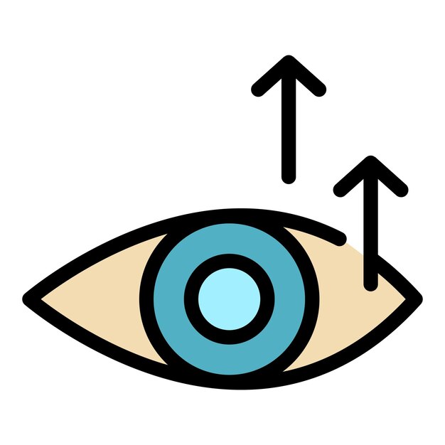 Opwaarts oog icoon outline opwaarts oog vector icoon kleur vlak geïsoleerd