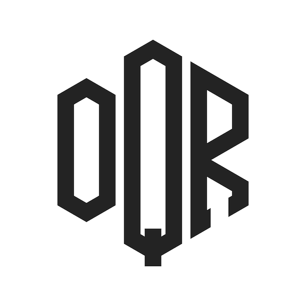 OQR ロゴデザイン イニシャルレター OQR モノグラム ロゴは六角形を使用しています