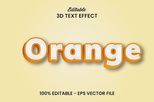 Orange 3d editable text effect with background premium Eps