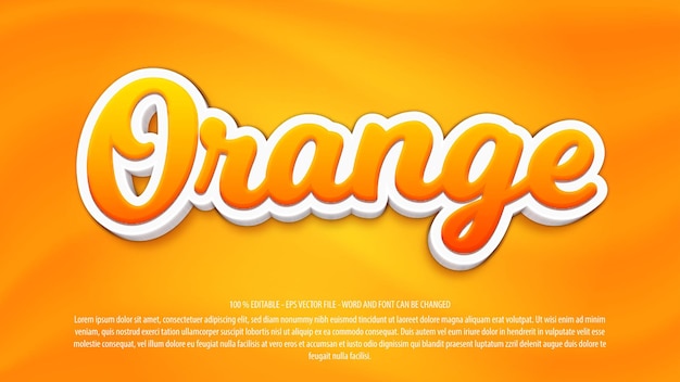 オレンジ色の3D編集可能なテキスト効果