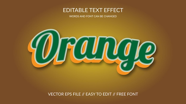 Orange 3D Fully Editable Vector Text Effect Design Template