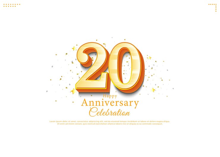 orange 3d numbers in 20th anniversary celebration.