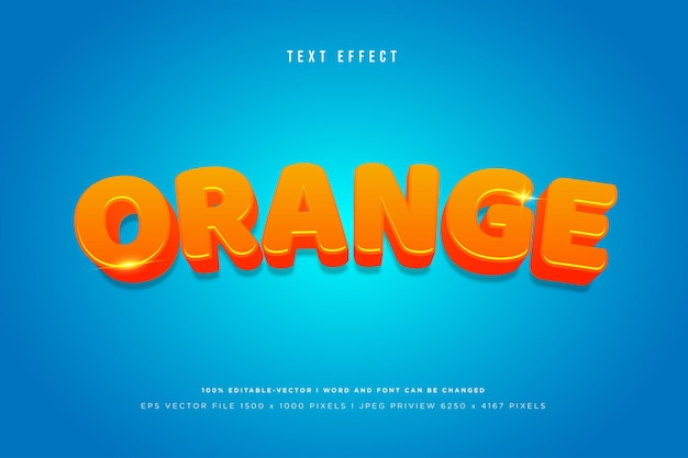 青にオレンジ色の3Dテキスト効果