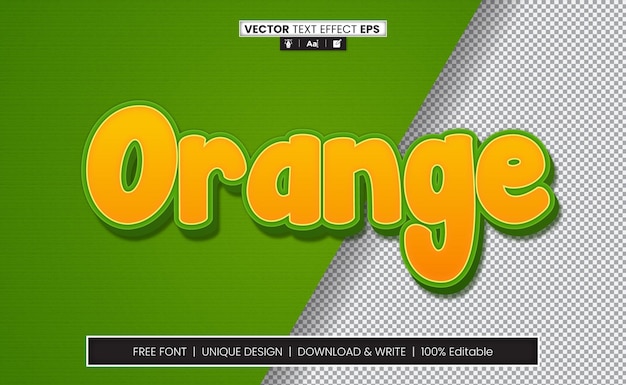 Orange 3D Text Effect Fully Editable