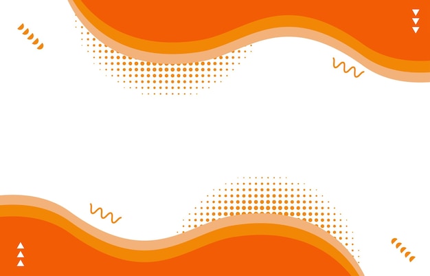 Vector orange abstract border wave on white background template with halftone