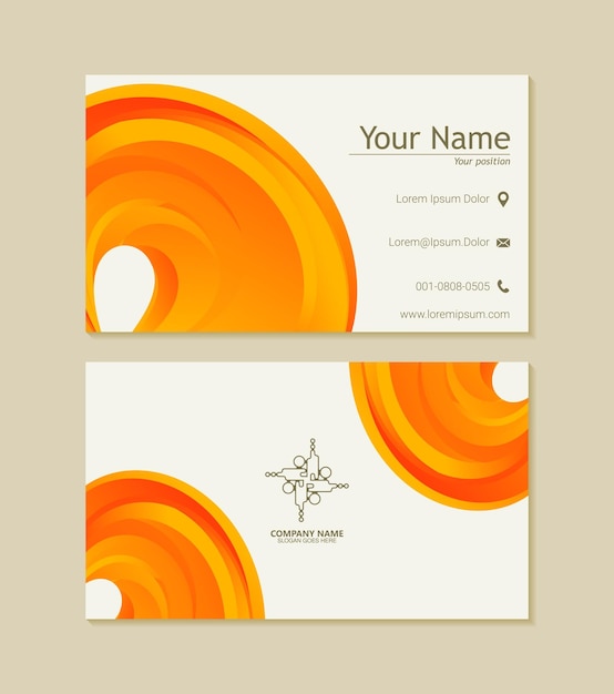 Vector orange abstract business card design