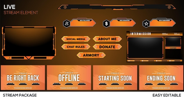 Orange abstract live streaming element design