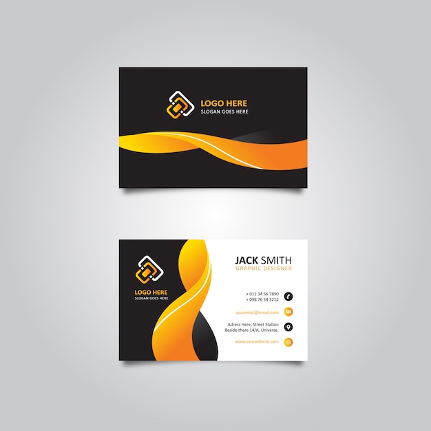 Orange Abstract Weby business card on Black