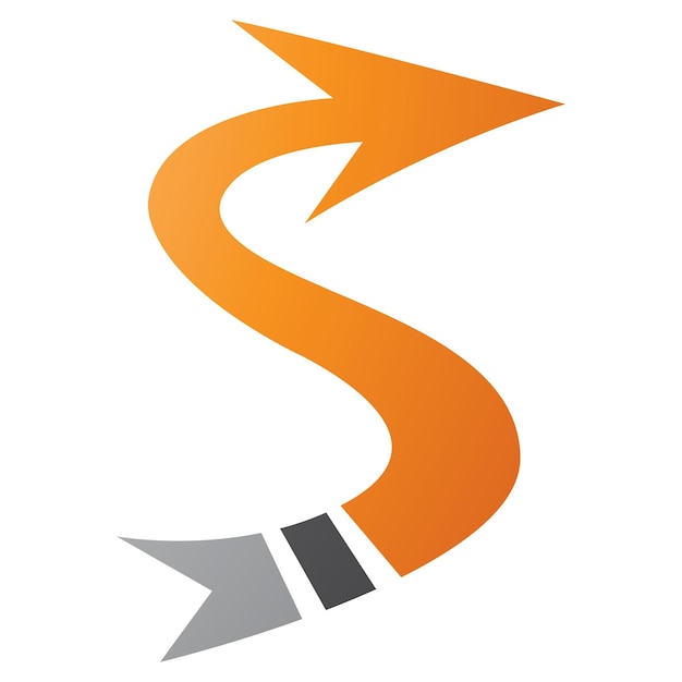 주황색과 검은색 화살표 모양의 문자 S 아이콘