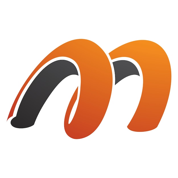 오렌지와 블랙 스프링 모양의 문자 M 아이콘