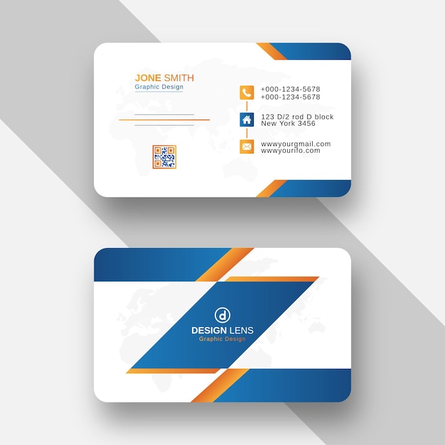 Оранжевый и синий градиентный стиль креативный шаблон визитной карточки