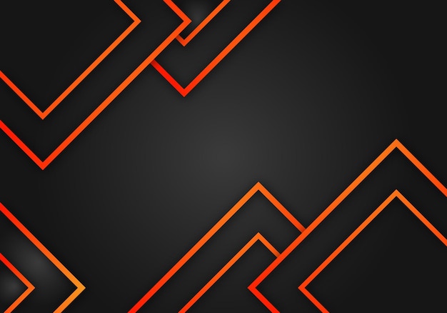 Freccia arancione ombra grigio scuro con sfondo spazio vuoto sovrapposizione geometrica carta tagliata stile