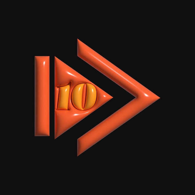 Vector an orange arrow with the word 10 on it