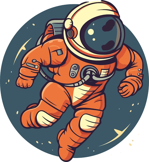 An orange astronaut in a circle with the word space on it.