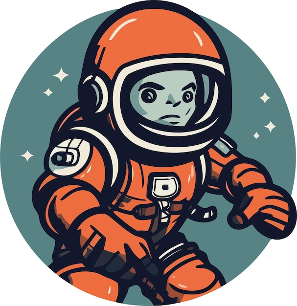 顔に数字の7が入ったオレンジ色の宇宙飛行士。