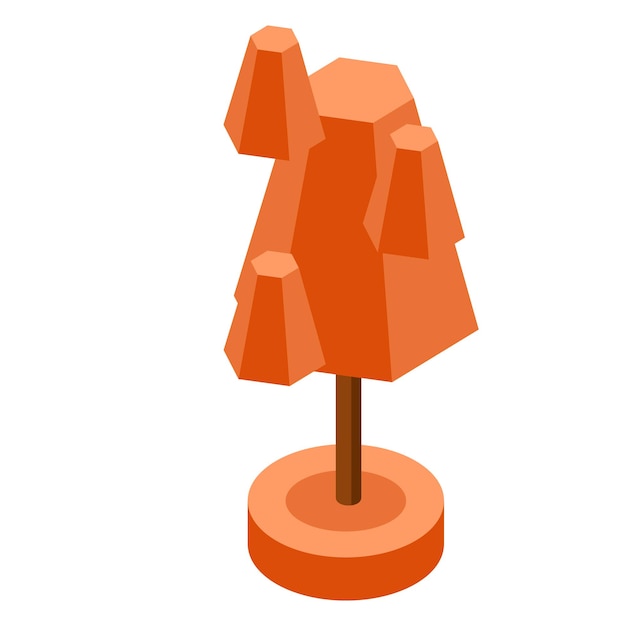 Orange autumn ismetric tree vector illustration element for game design.