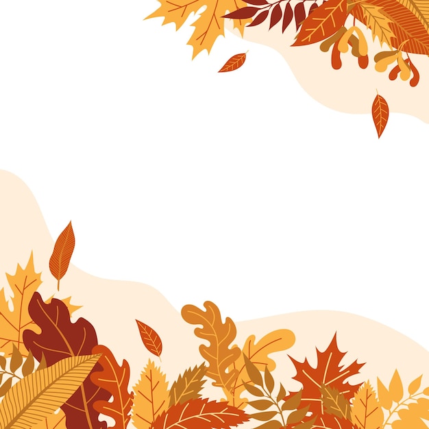 Orange autumn leaves vector illustration. Autumn Halloween frame with leaves, graphic icon or print isolated on white background.