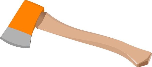白い背景ベクトル図に分離されたオレンジの斧