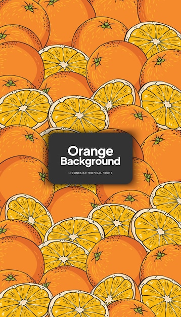 Orange background illustration tropical fruit design background for social media post