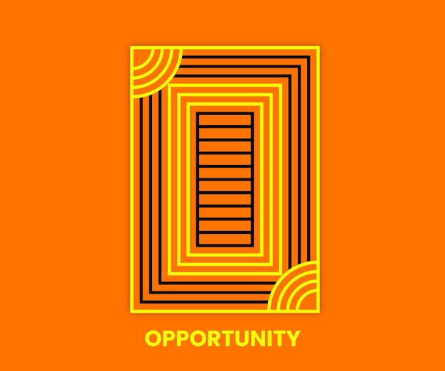 An orange background with a black and yellow pattern that says opportunity