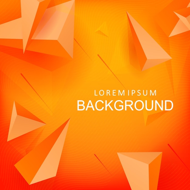 Orange background with a gradient volumetric triangles with a 3D effect