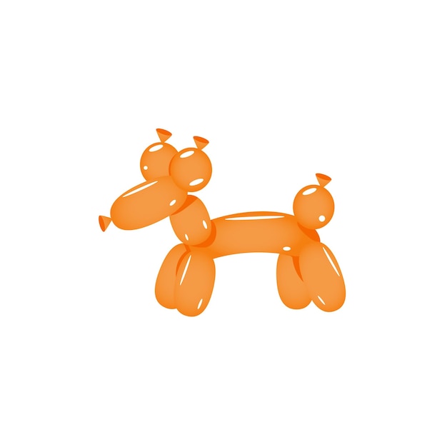 Vector orange balloon dog realistic vector illustration isolated on white background