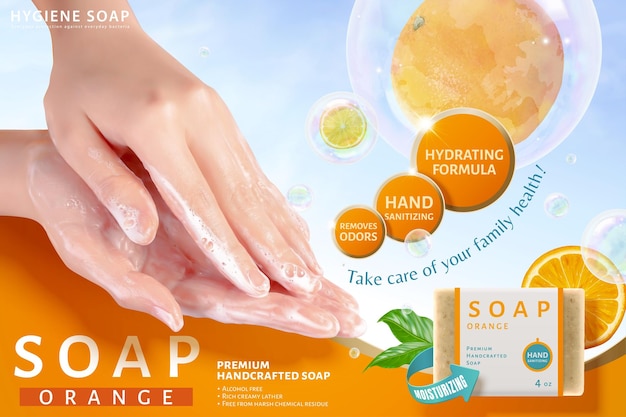 Orange bar soap ad template