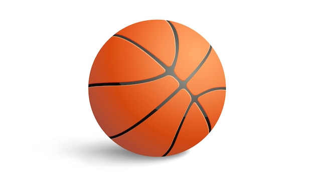 Orange Basketball Ball with Shadow Realistic Vector Illustration Isolated on White Background EPS 10