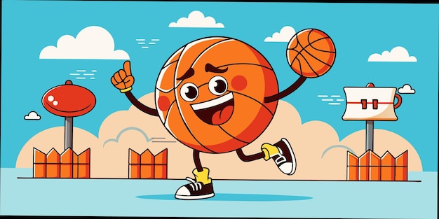 Vector an orange basketball with a face on it