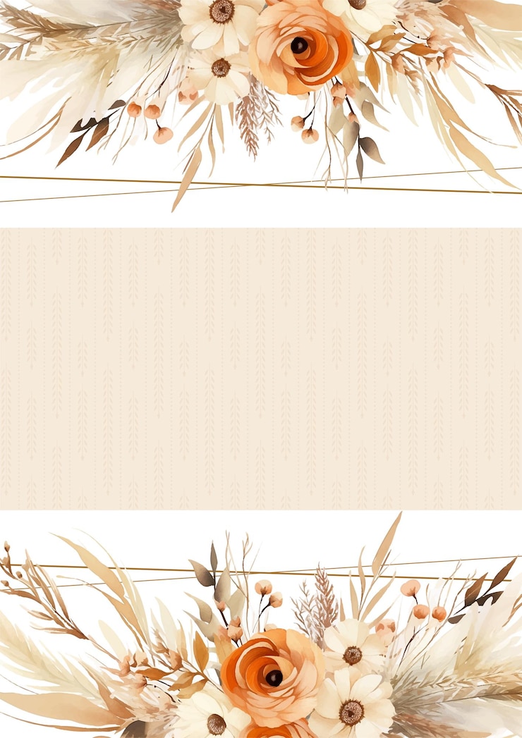 Vector orange and beige vector realistic golden luxury invitation with flora and flower