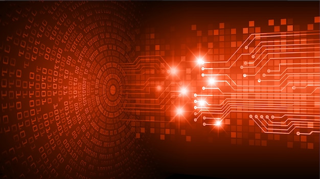 Orange binary cyber circuit future technology concept background