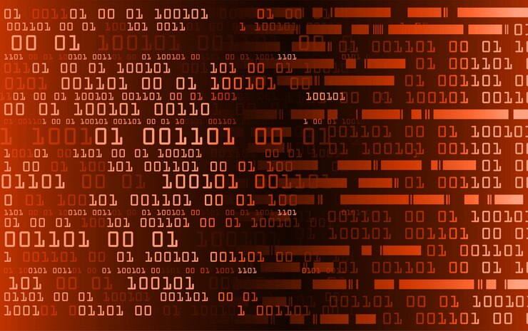 Vector orange binary cyber circuit future technology concept