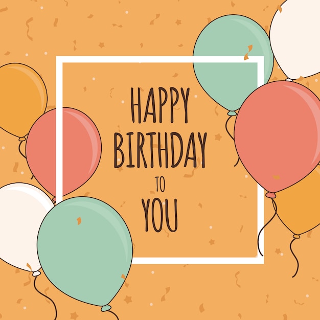 Orange birthday greeting card template