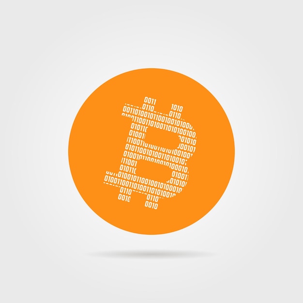 Logo bitcoin arancione con ombra. concetto di peering, private pay, closed swap, uno zero code, p2p, crittografia, virtuale. illustrazione vettoriale di design moderno del marchio di tendenza in stile piatto su sfondo bianco