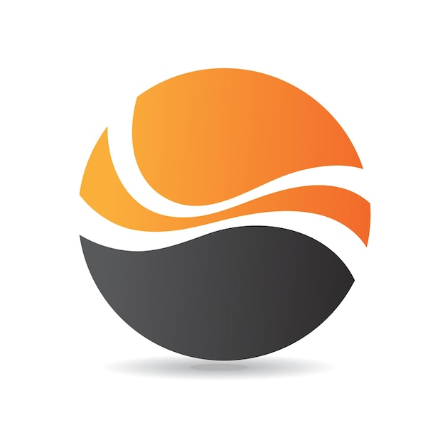 オレンジと黒の抽象的な丸い波状のロゴ アイコン