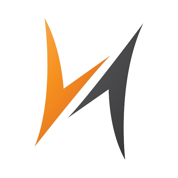 Vector orange and black arrow shaped letter h icon