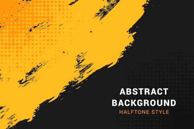orange and black backdrop with dot halftone pattern element abstract brush grunge background