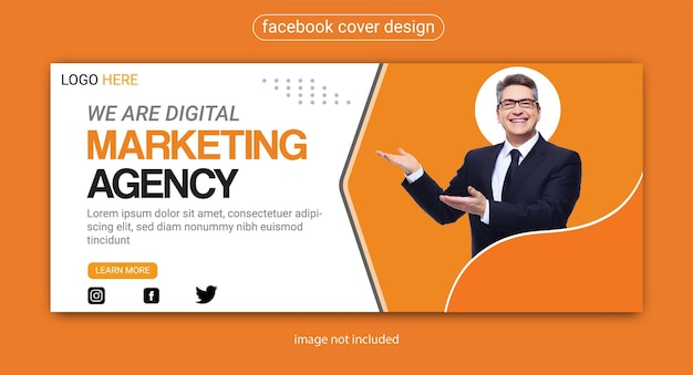 An orange and black banner for facebook cover design