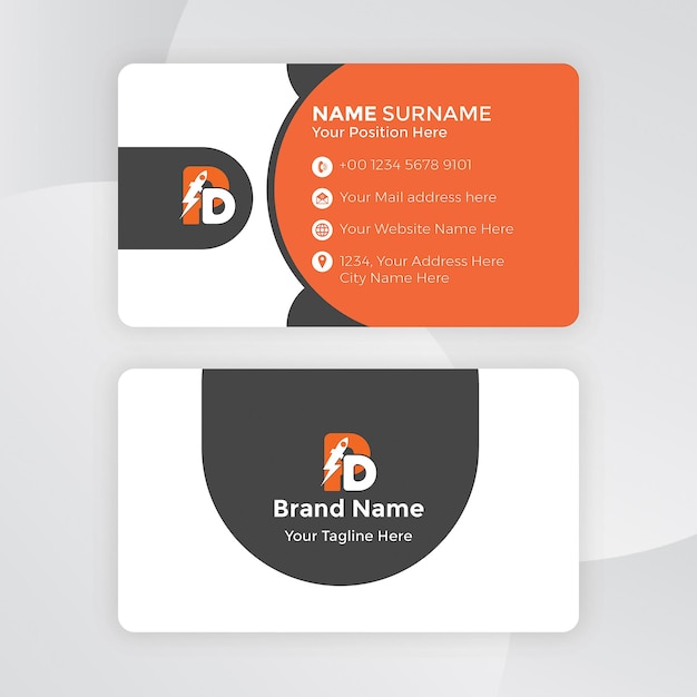 Orange and black business card