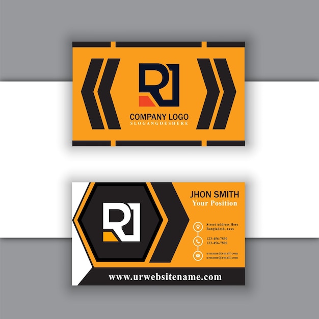 Orange and black business card