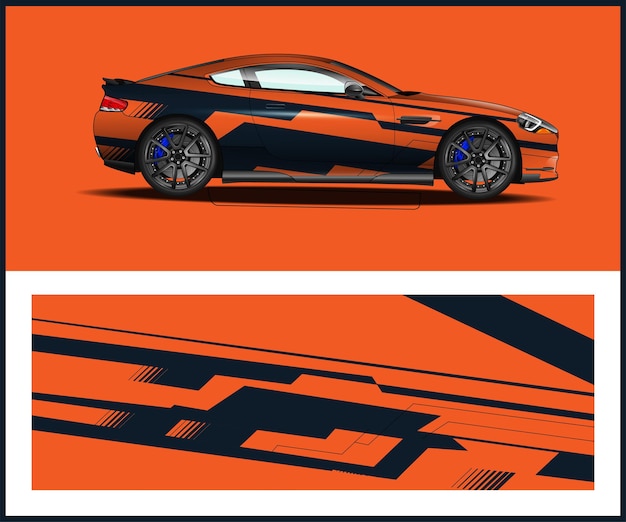 An orange and black car with the word bmw on the side.