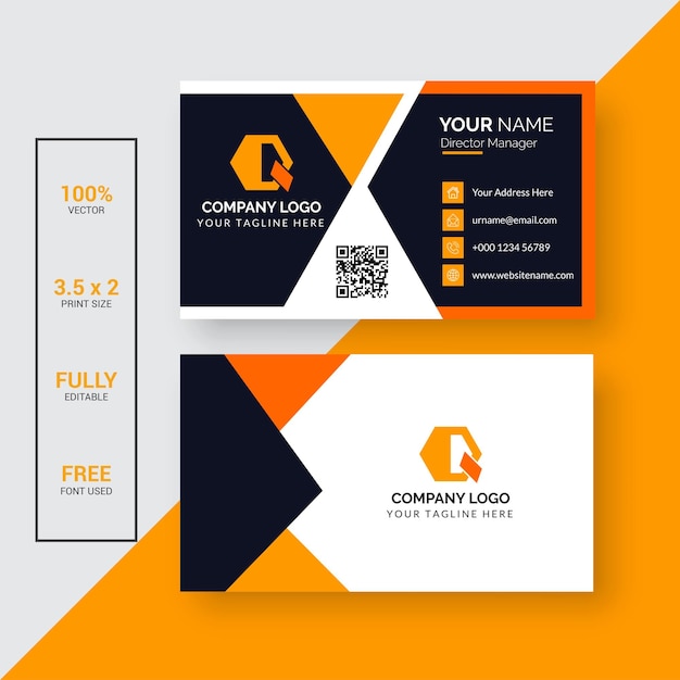 Vector orange and black geometric business card template