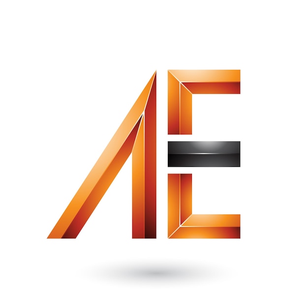 Orange and black glossy dual letters of a and e vector illustration