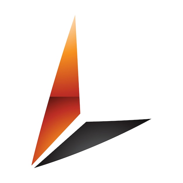 Vector orange and black glossy letter l icon with triangles