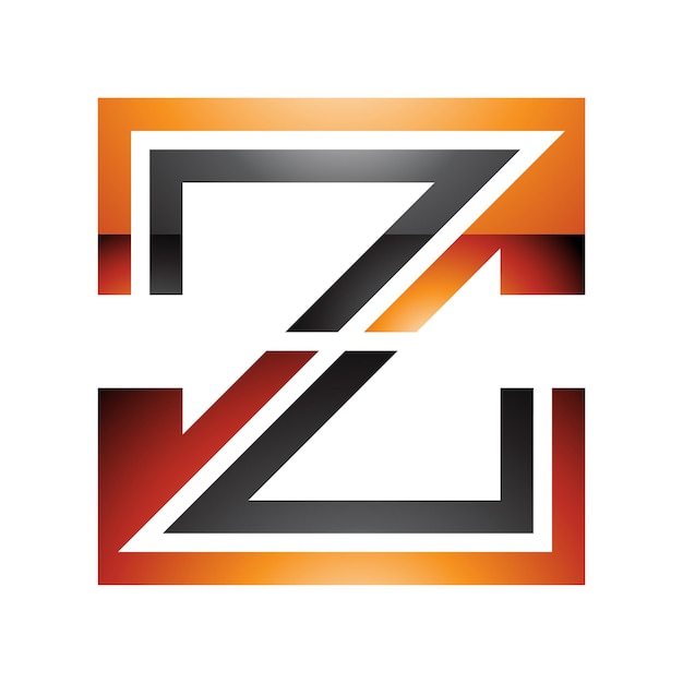 Vector orange and black glossy striped shaped letter z icon