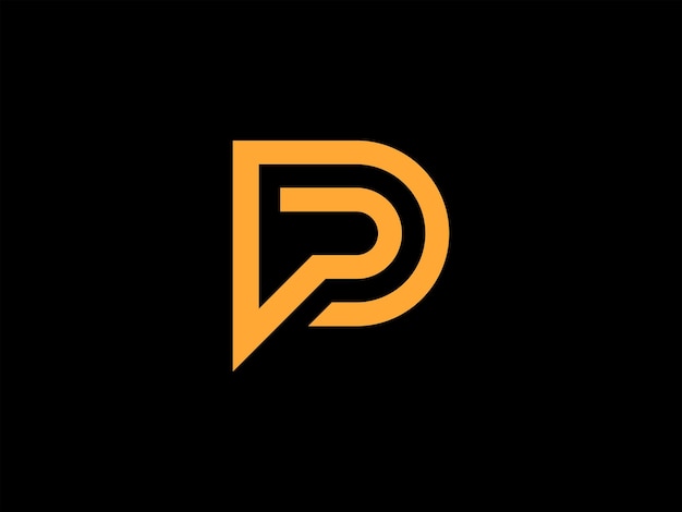 Orange and black logo with the letter p on a black background